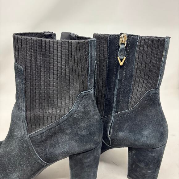 Vionic Suede Boot Size 8.5 Kaylee Side Knit Black Heeled Water Resistant - Picture 4 of 13